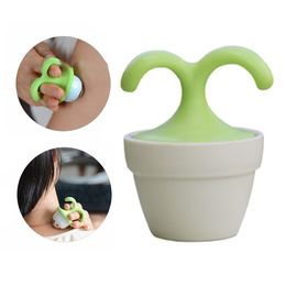 China Roller Ball Handheld Body Massager Cute Mini Potted Plant Shaped 360 Degree Rotating factory