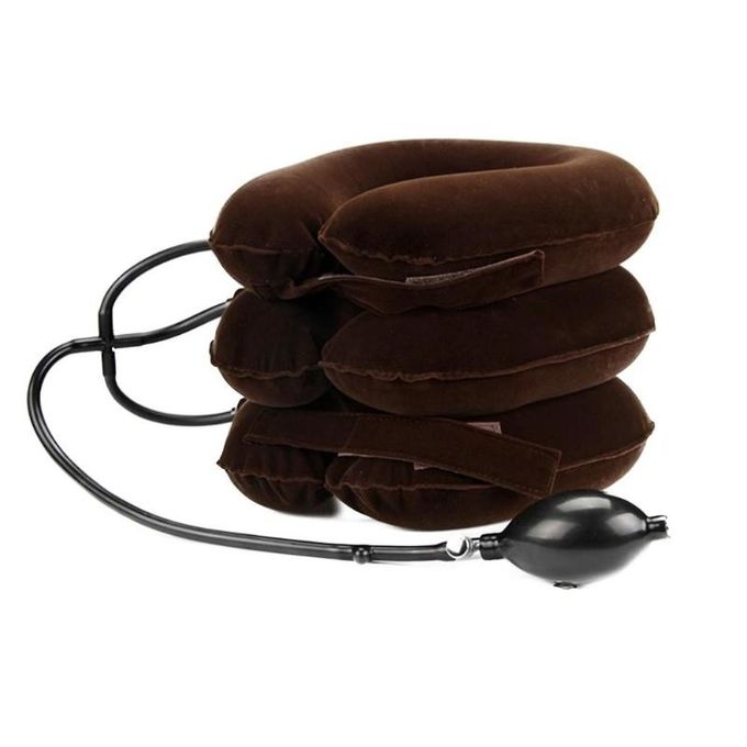 Comfortable Heated Neck Massager Inflatable Collar Suede Material For Neck Pain Relief