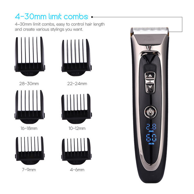 High Precision Professional Hair Clippers Detachable Blade With Digital LED Display